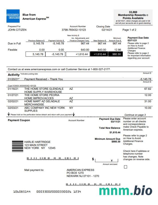 USA New York American Express Blue excel